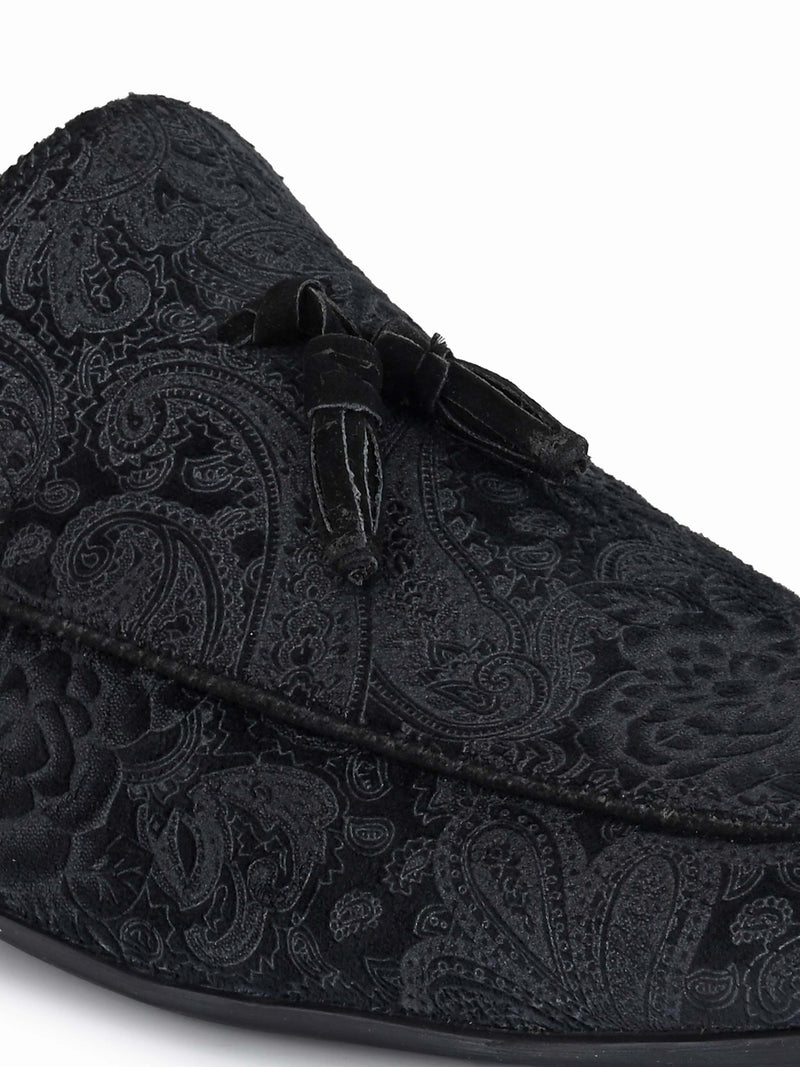 Paisley Print Black Loafers