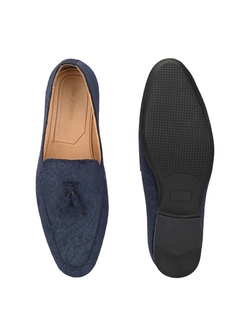Paisley Print Blue Loafers