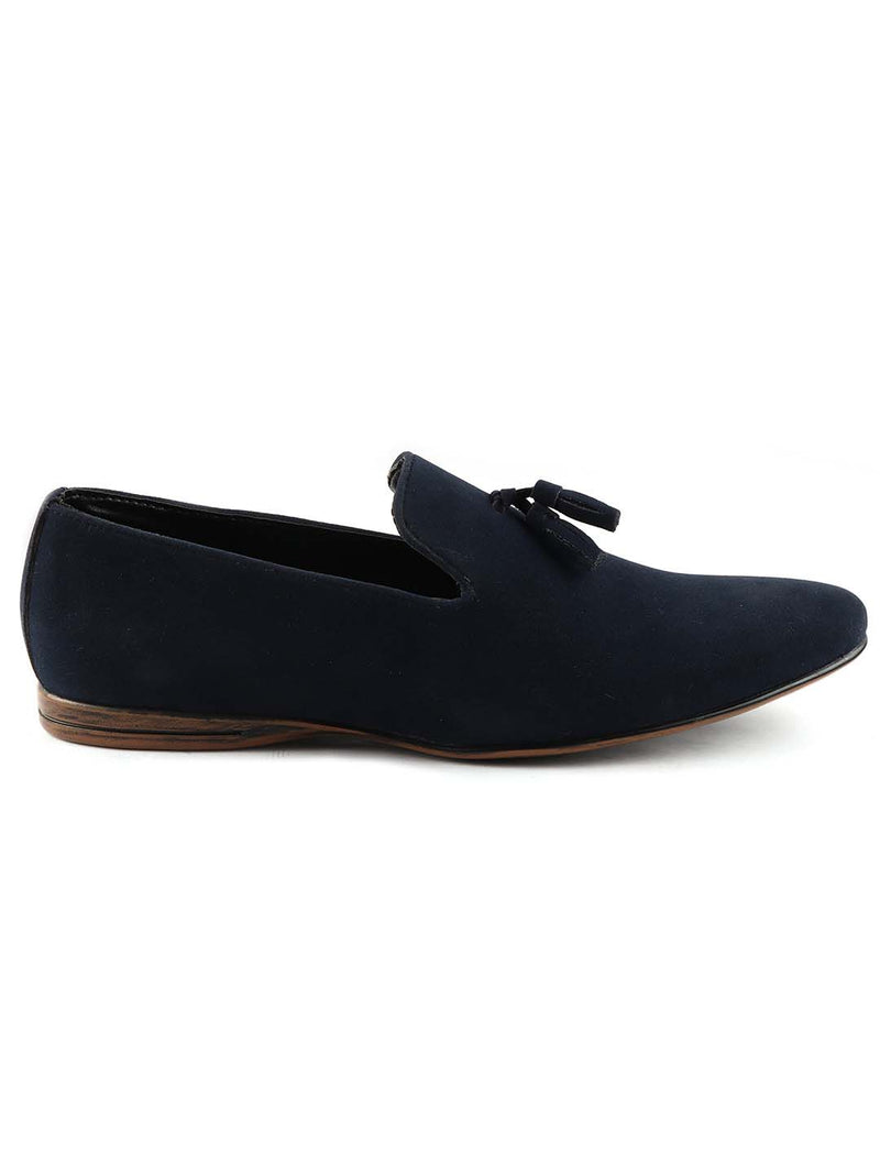 Blue Suede Tassel Loafers