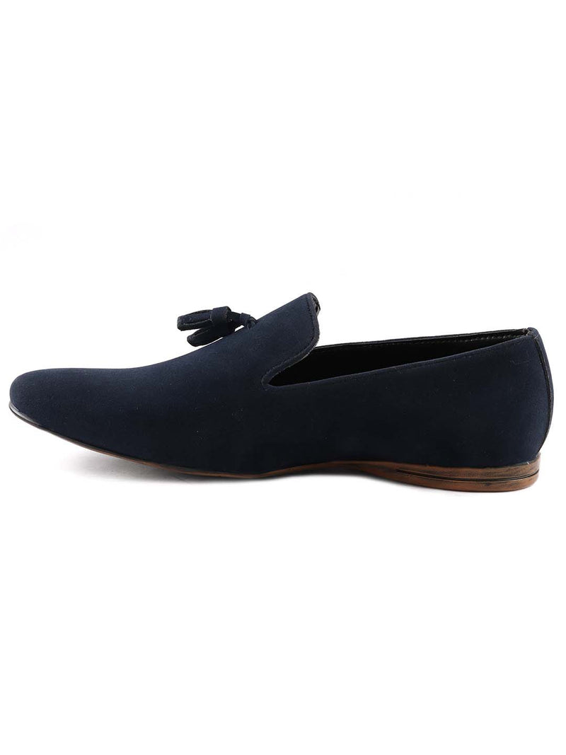 Blue Suede Tassel Loafers