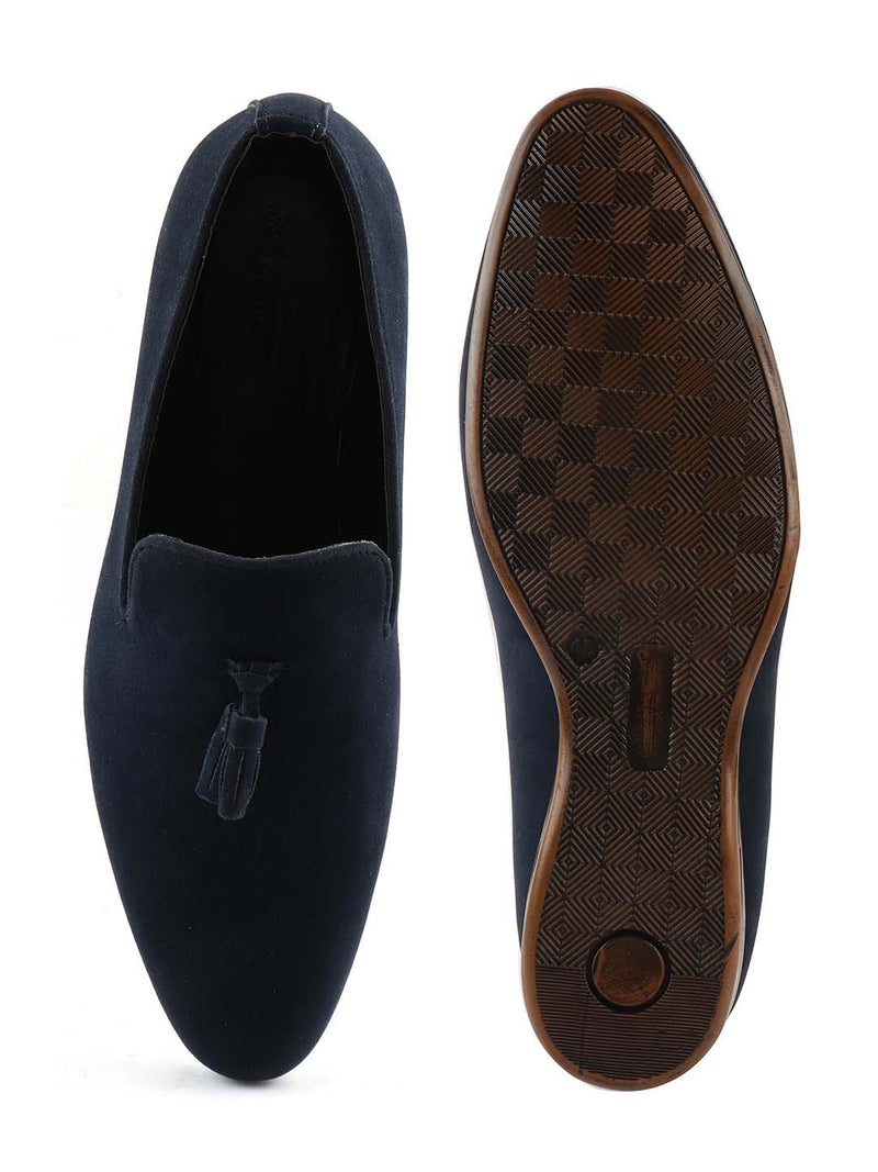 Blue Suede Tassel Loafers