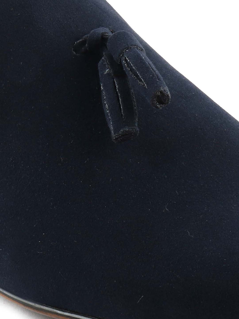 Blue Suede Tassel Loafers