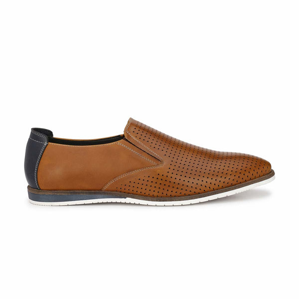Tan Punched Slip-on Sneakers