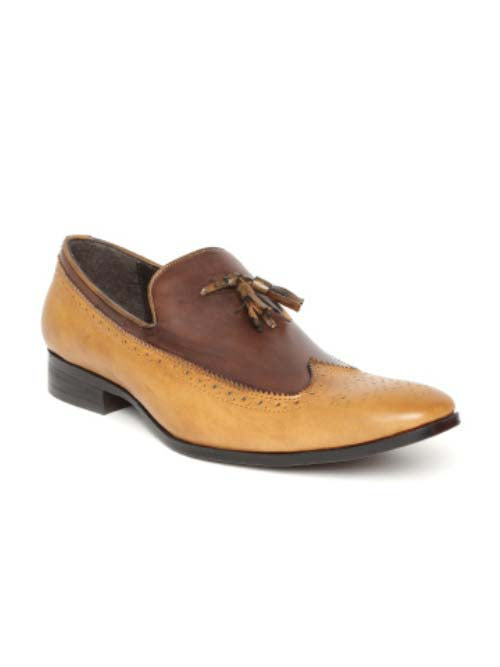 Tan Casual Slip-Ons with Tussel