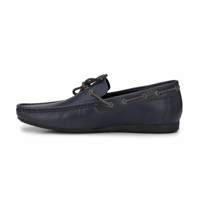 Blue Casual Contrast Bow Loafers