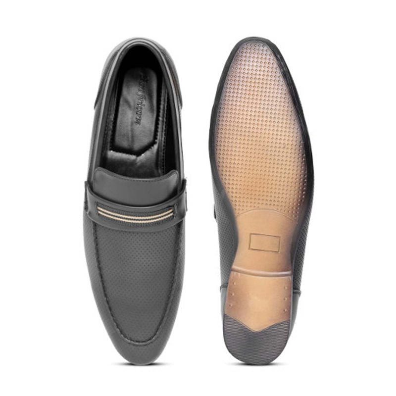 Black Punched Formal Loafers
