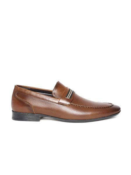 Cognac Punched Formal Loafers