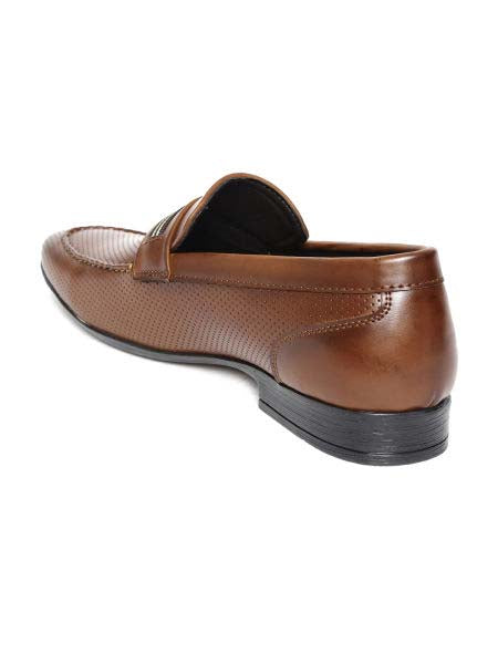 Cognac Punched Formal Loafers