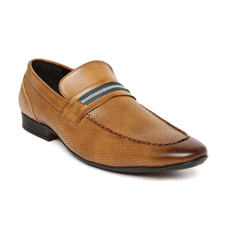 Tan Punched Formal Loafers
