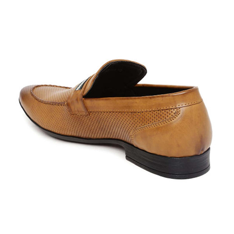 Tan Punched Formal Loafers