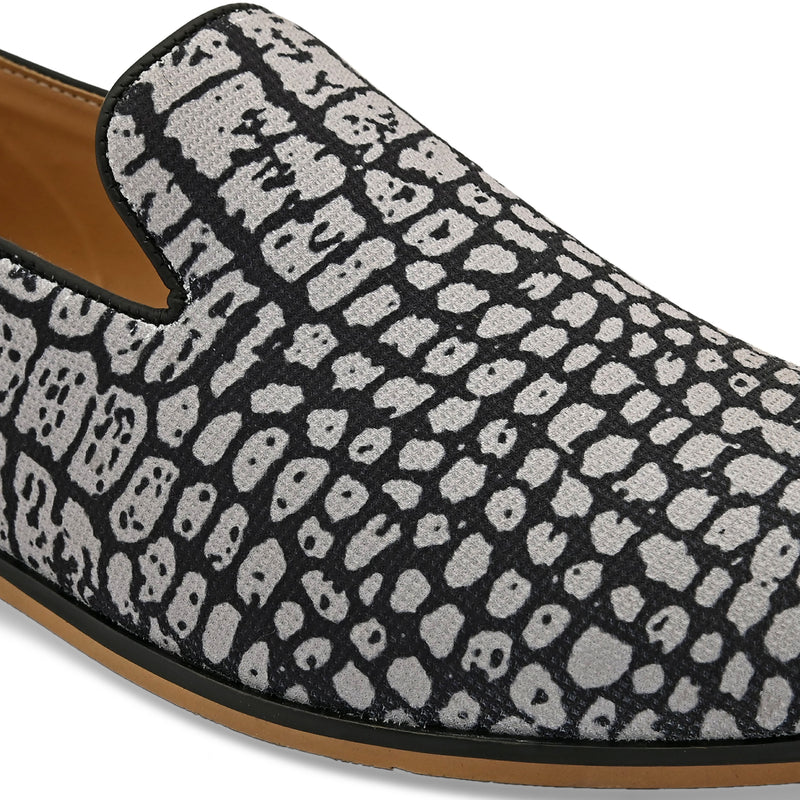 Panther Grey Printed Loafers