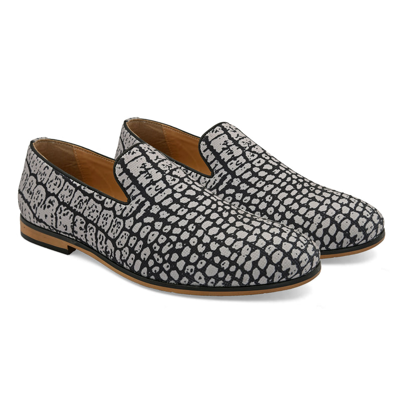 Panther Grey Printed Loafers