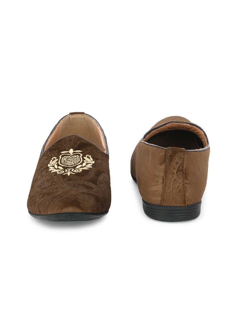 Mistry Brown Embroidered Slip-Ons