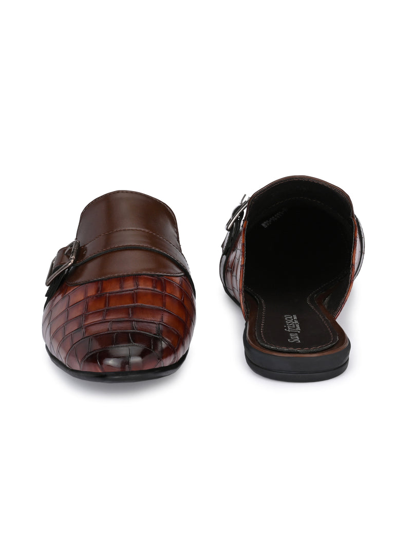 Ethno Brown Buckle Mules
