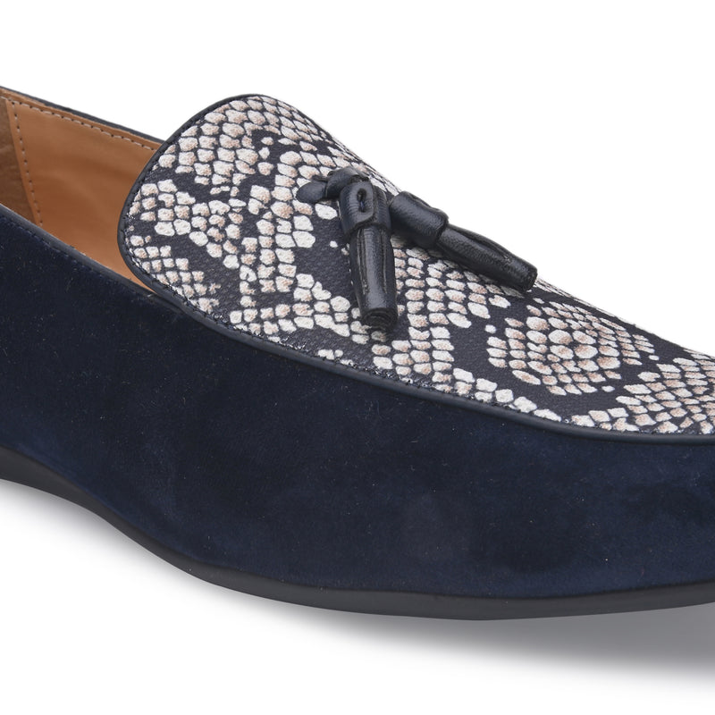 Mollis Blue Tassel Loafers