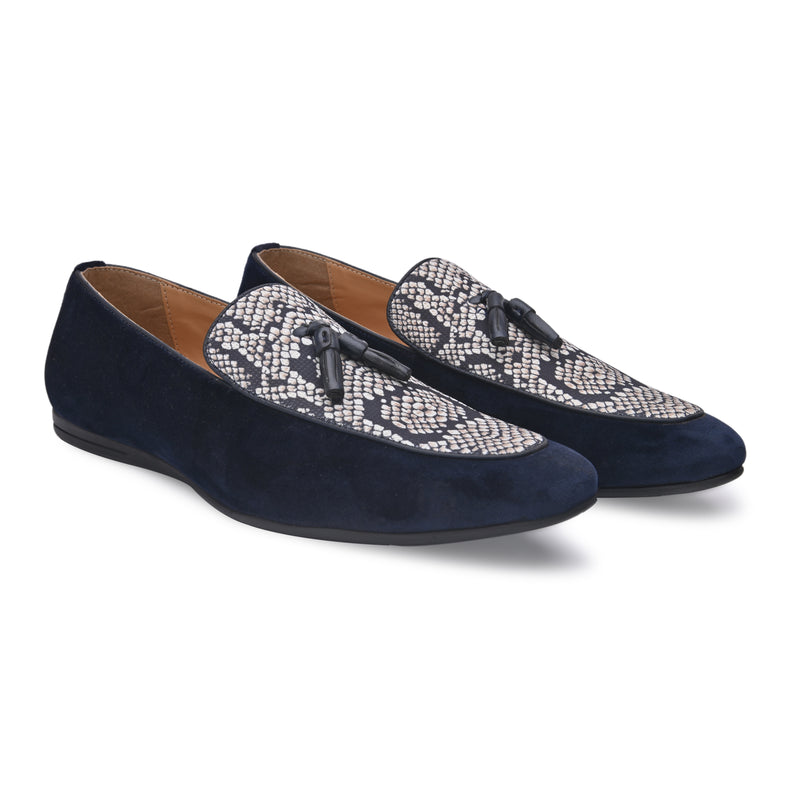 Mollis Blue Tassel Loafers