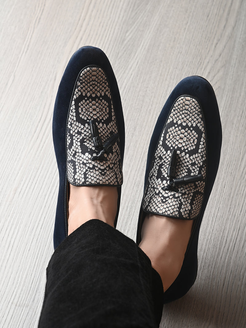 Mollis Blue Tassel Loafers