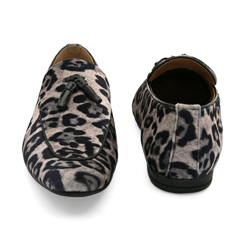 Cheetah Black Tassel Loafers