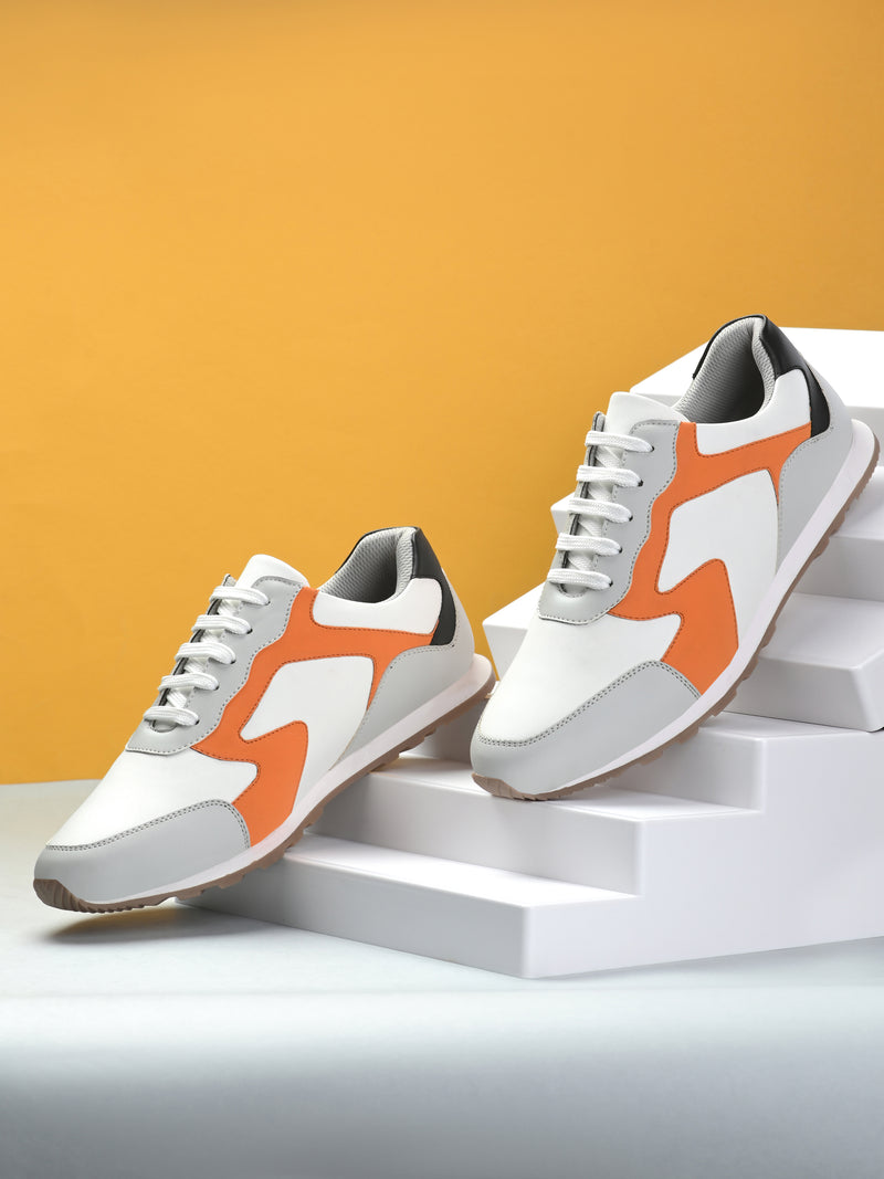 Buy Men's White & Grey Color Block Sneakers Online in India at Bewakoof
