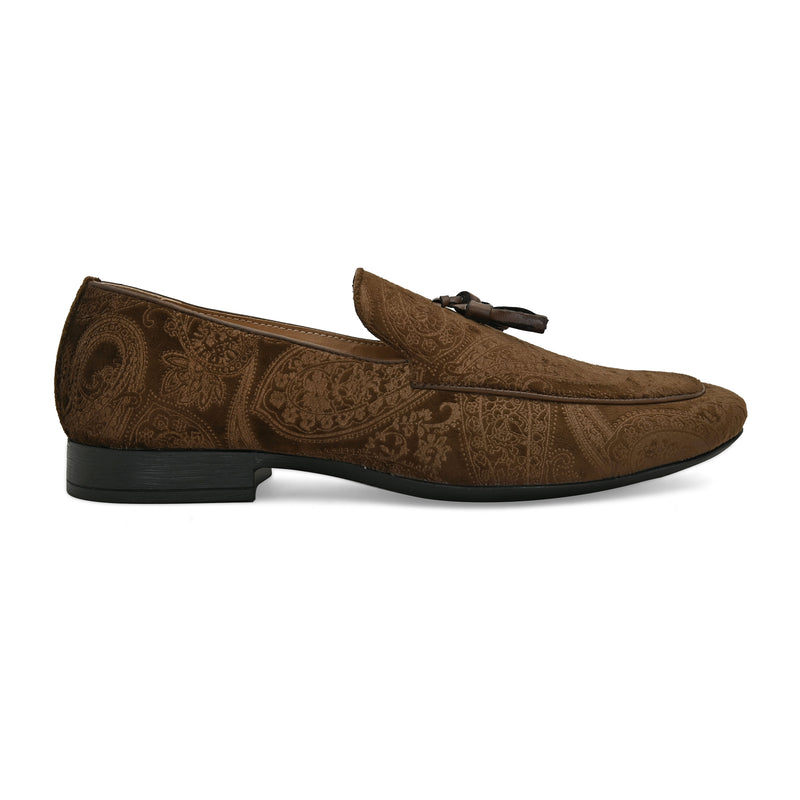 Paisley Print Brown Loafers