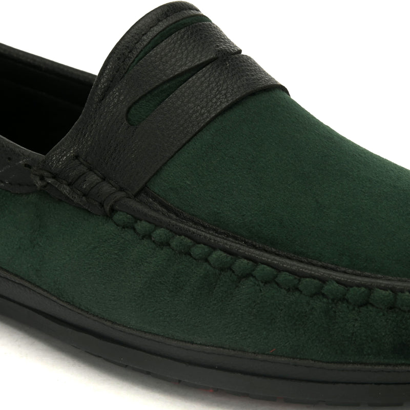 Cassio Olive Green Driving Loafers