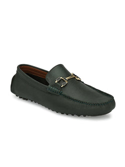 Bingo Green Loafers with Buckle