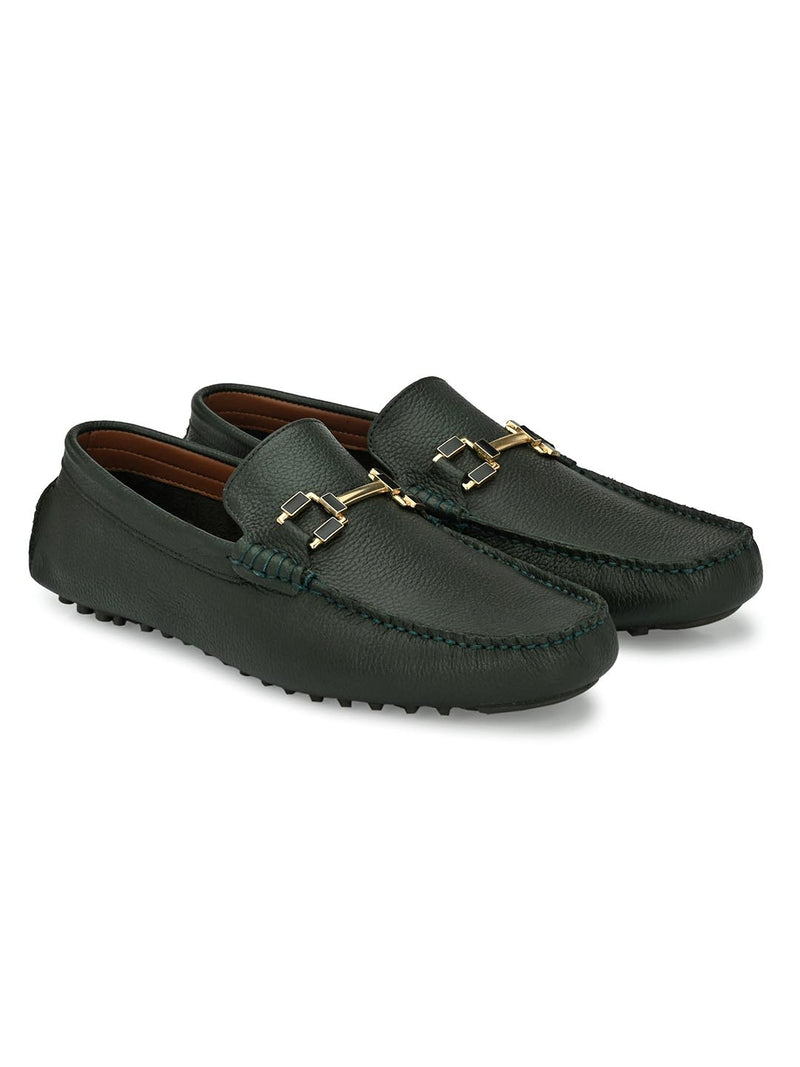 Bingo Green Loafers with Buckle