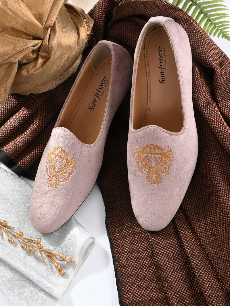 Odette Pink Embroidered Loafers