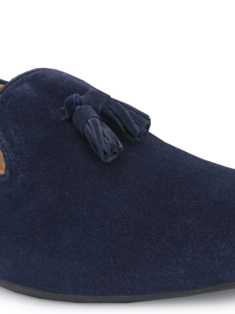 Blue Suede Tassel Leather Loafers