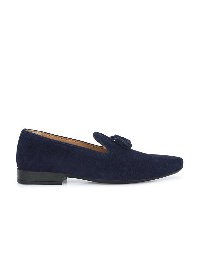 Blue Suede Tassel Leather Loafers