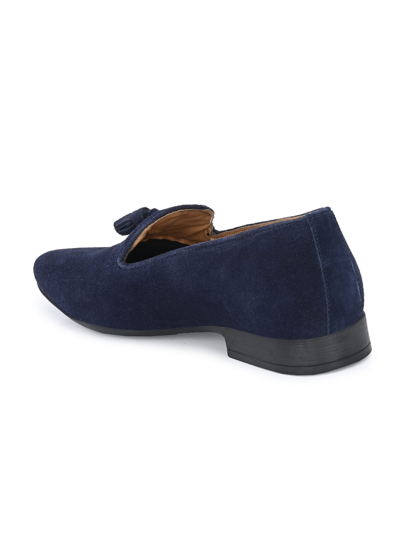 Blue Suede Tassel Leather Loafers