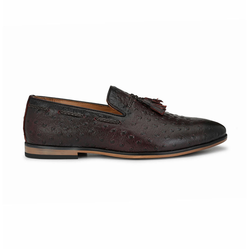 Cherry Textured Loafers with Tassels