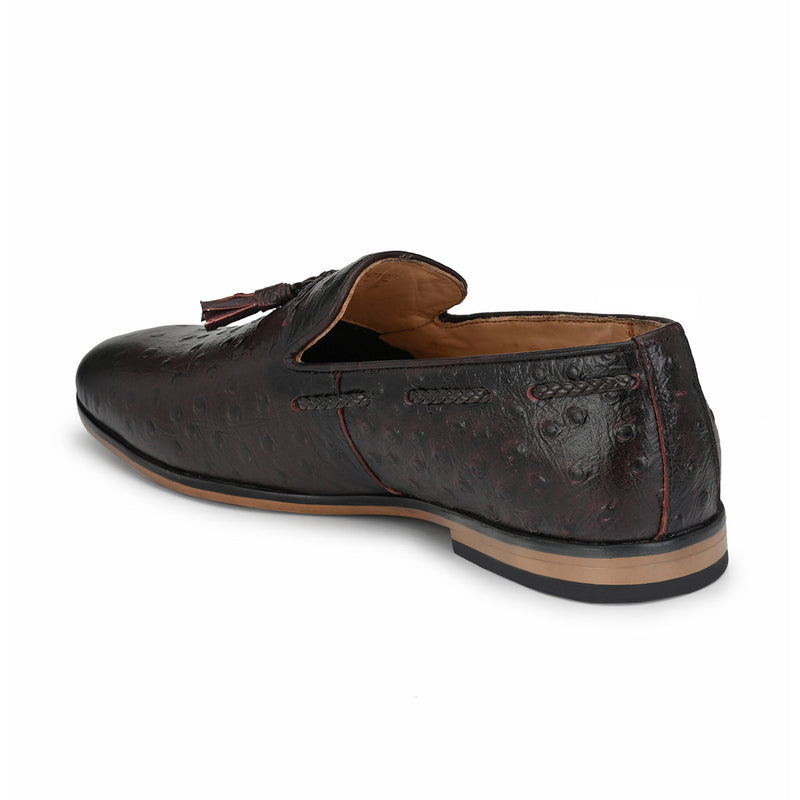 Cherry Textured Loafers with Tassels